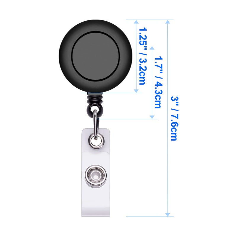 Petutu Retractable Id Name Badge Holder, Reel Clip Retractable 15 Pack, Black - Image 2